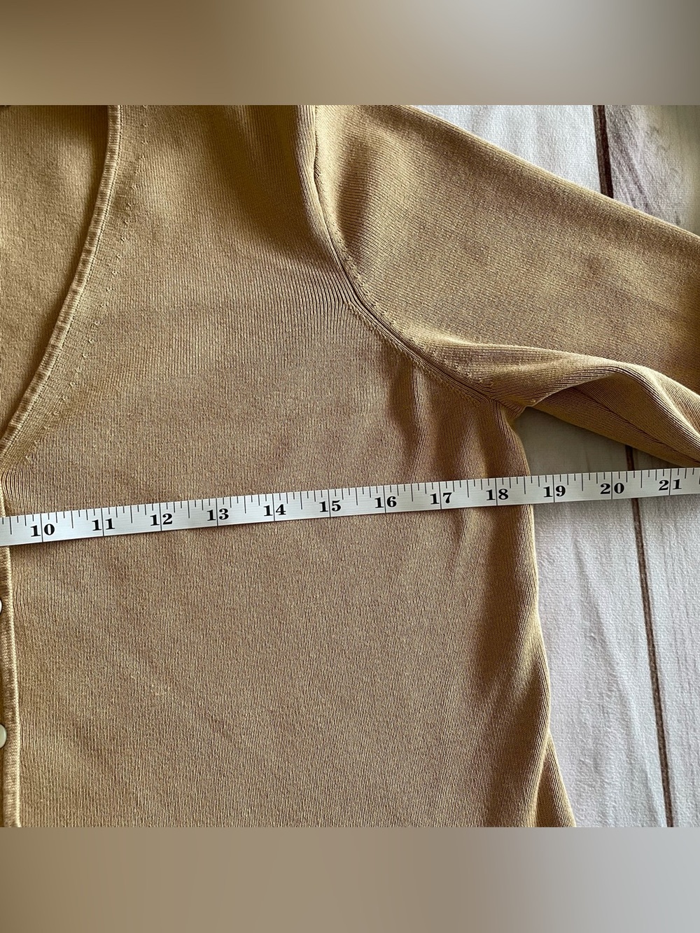 Charter Club Button Front Cardigan Jumper Women’s M Tan Silk Cotton Blend Preppy - Picture 6 of 10